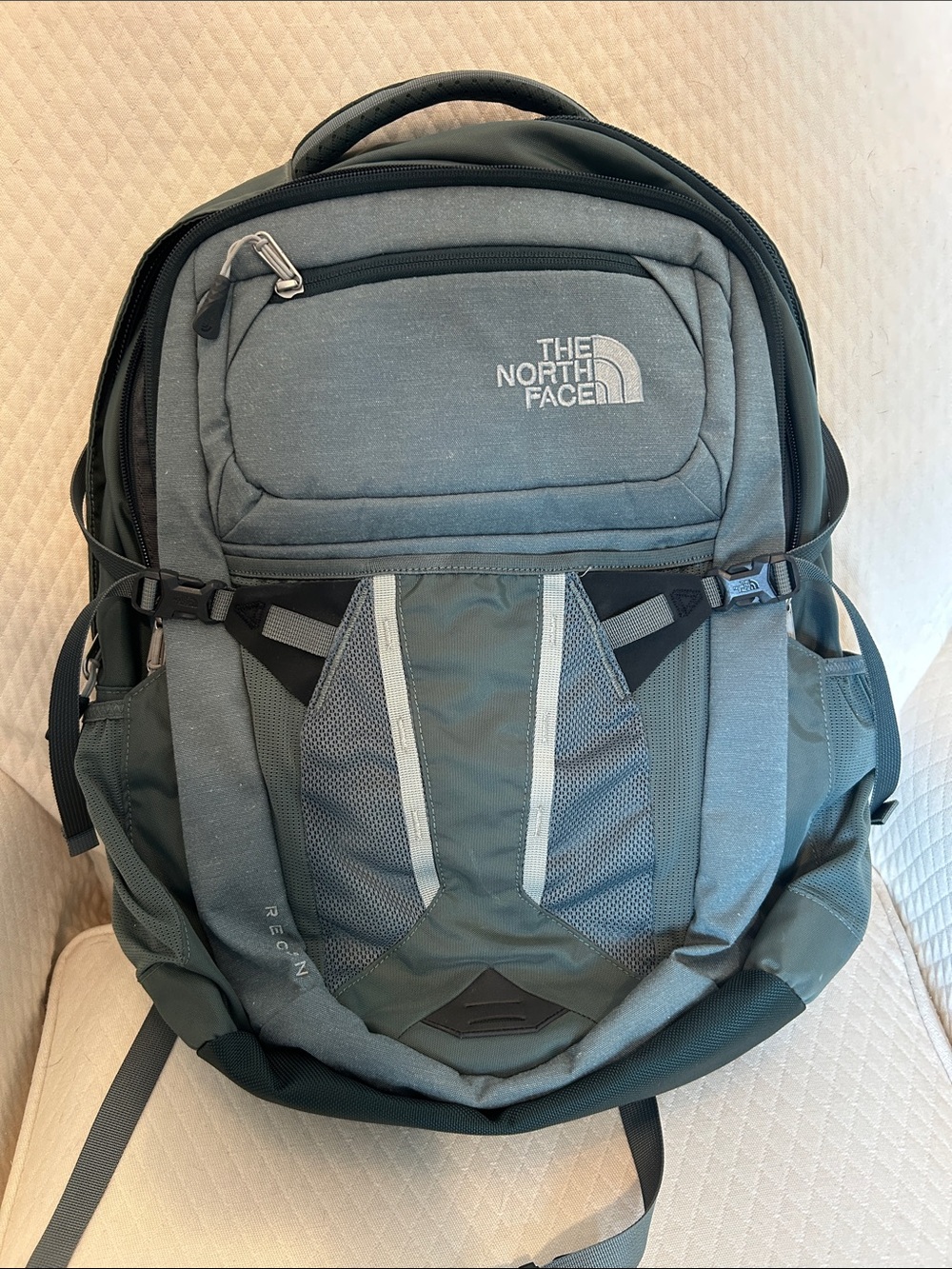 The North Face Grey & Dark Green Backpack